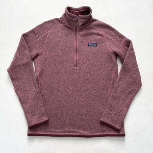 Patagonia Women KIPI Pink Rose Mauve Better Sweater 1/4 Zip Pullover Top 25617 S
